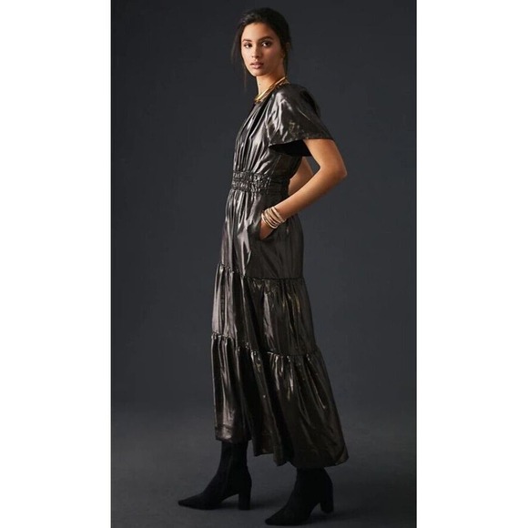 Anthropologie The Somerset Maxi Dress Small Metallic Shine Edition NEW - Picture 1 of 7